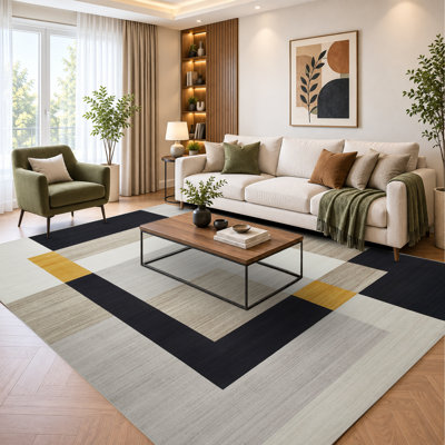 Abstract Machine Printed Shag Area Rug