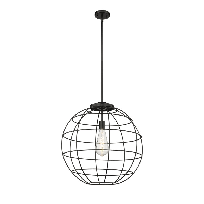 Luminaire suspendu à tige 1 lumière Lake Placid 16 po, H 55,75 po x l 22 po x P 22 po, Nickel satiné