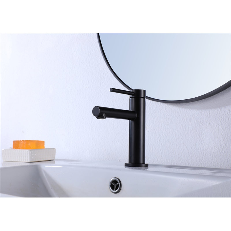Robinet pour salle de bain à poignée simple, Noir