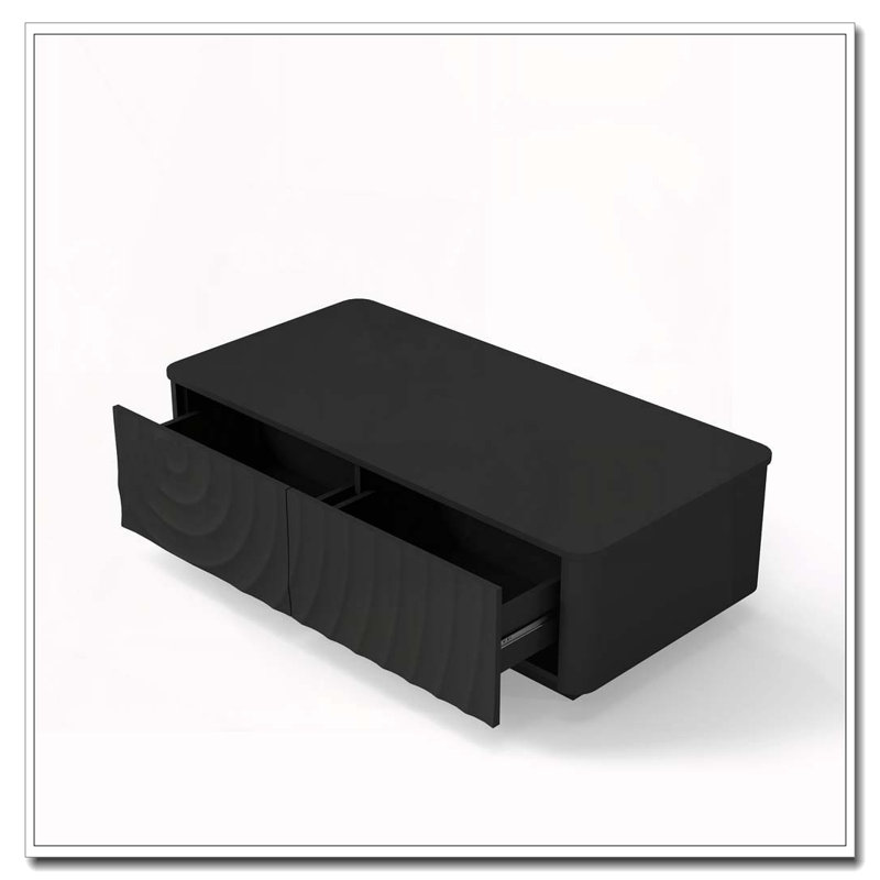 47'' Rectangle Coffee Table With Storage, Black