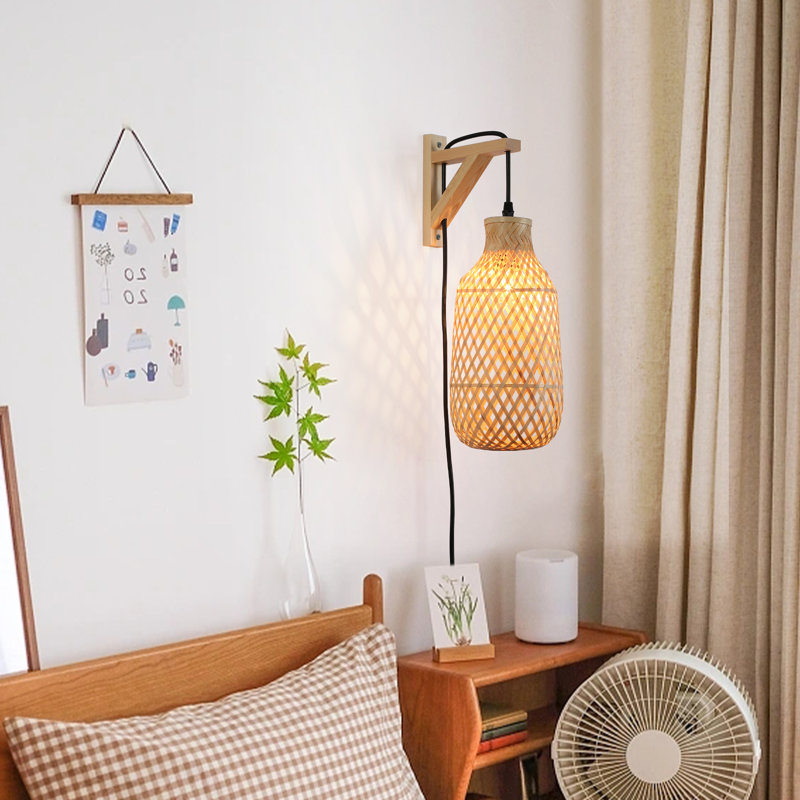 Luminaire mural en bambou 11,8 po avec interrupteur Kitchen Kitchen