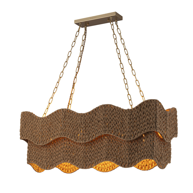 6-Light Woven Rattan Linear Chandelier