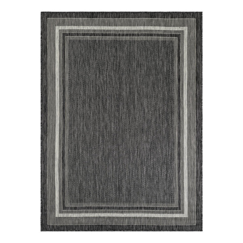 Tapis intérieur / extérieur Sevinc, Rectangle 5 pi 3 po x 7 pi 1 po, Black