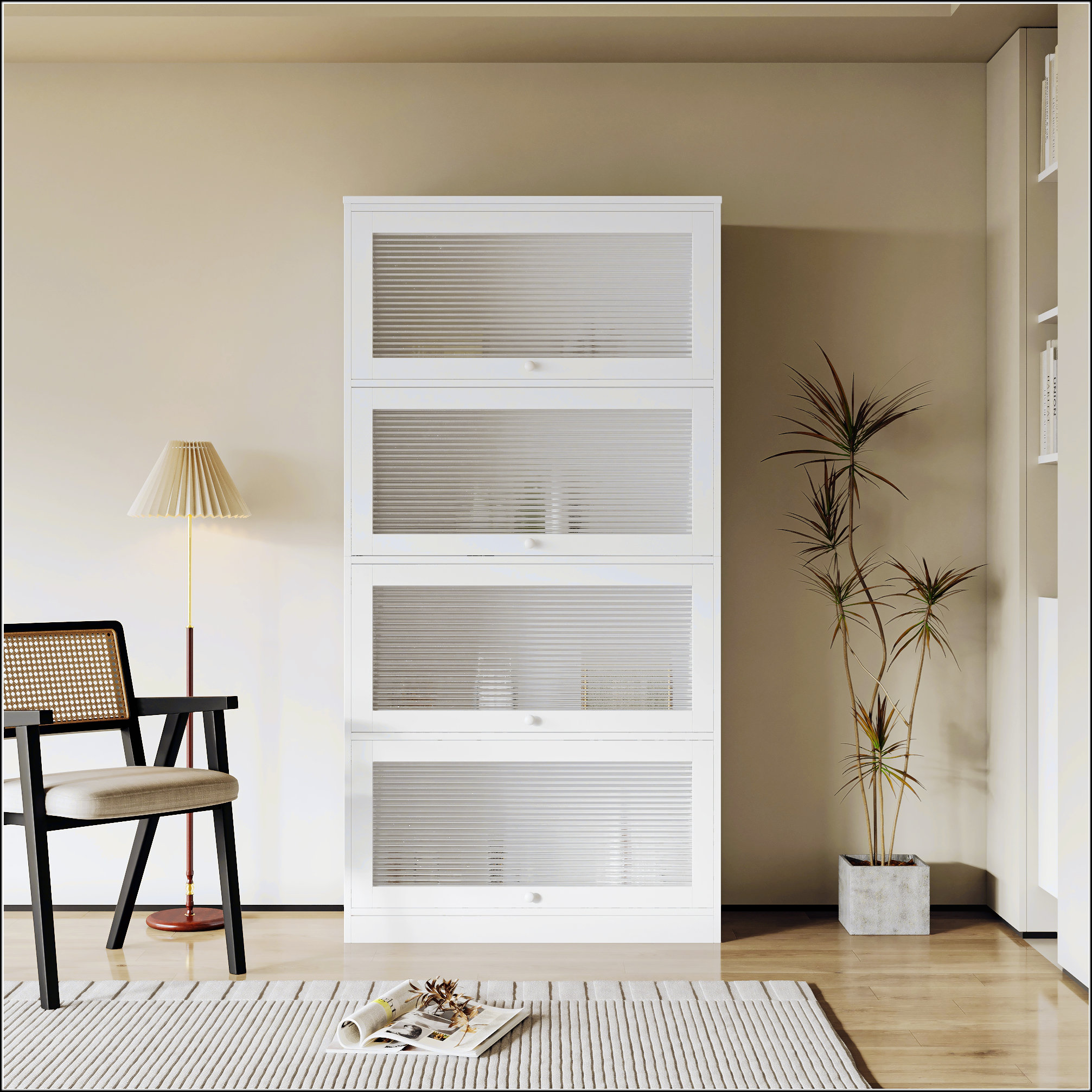 Oliver Bookcase Contemporary Closed Back Glass Doors Office