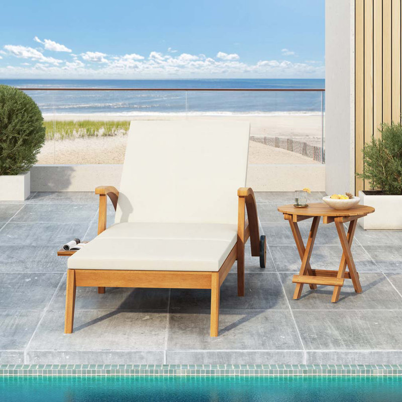 Chaise longue de patio en bois massif