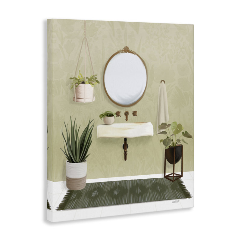 Toile apaisante avec plantes par House Fenway, H 48 po x l 36 po