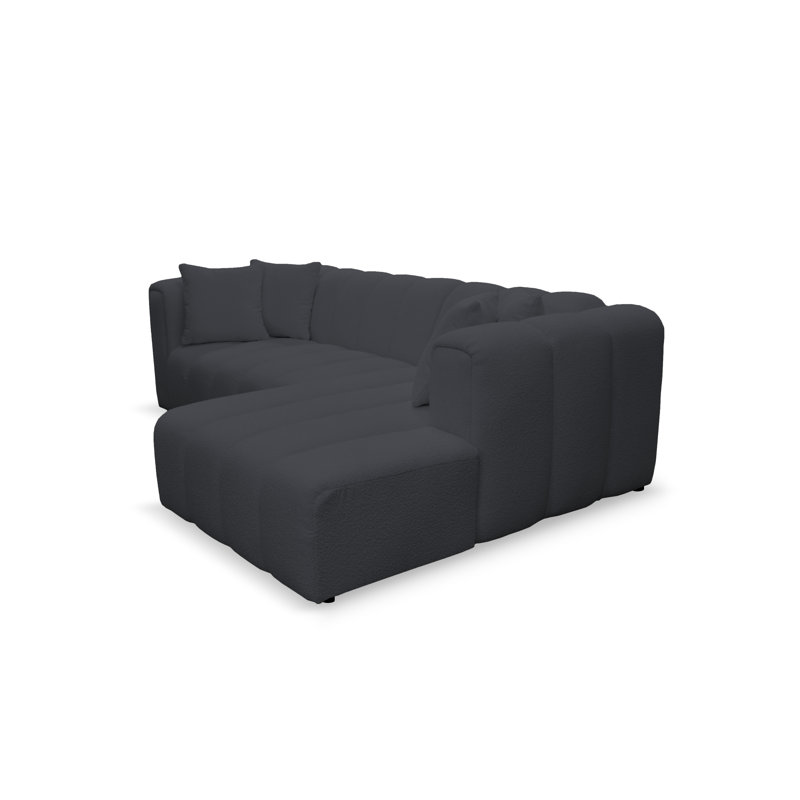 Oheneba 3 Seater Corner Sofa , Black, Right Hand Facing