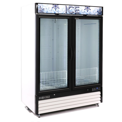 Maxx Cold 54" Glass Door Ice Merchandiser Freezer, 48 Cu. Ft. Storage, Double Door