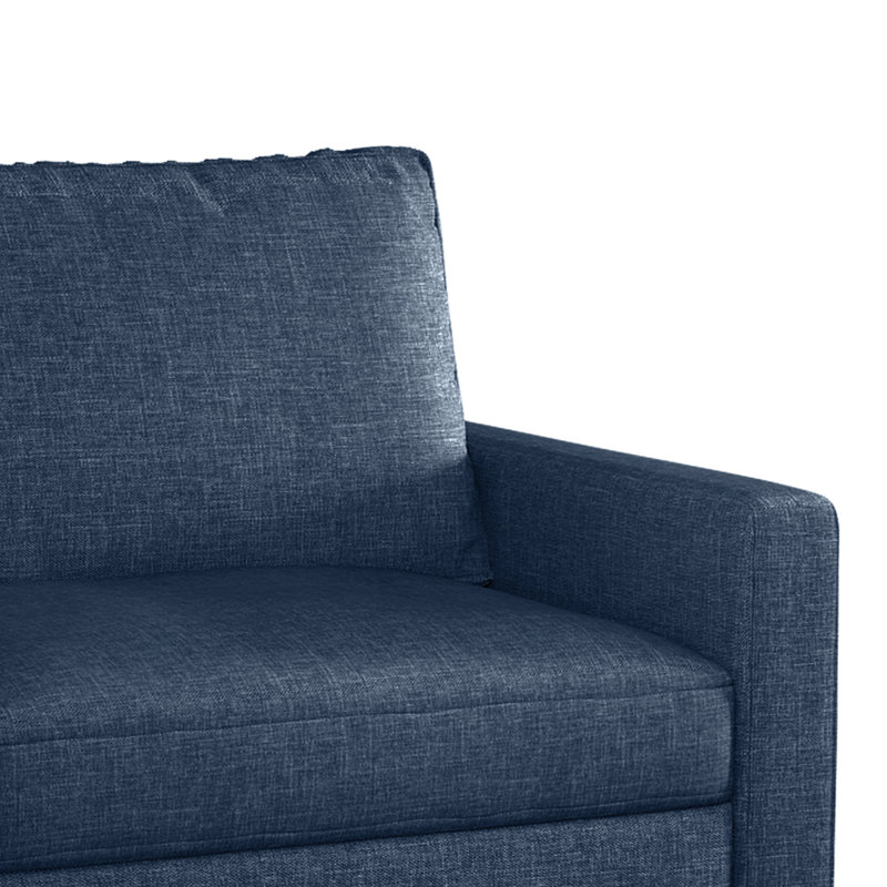Canapé à accoudoirs carrés 70 po Jo, Velours bleu foncé