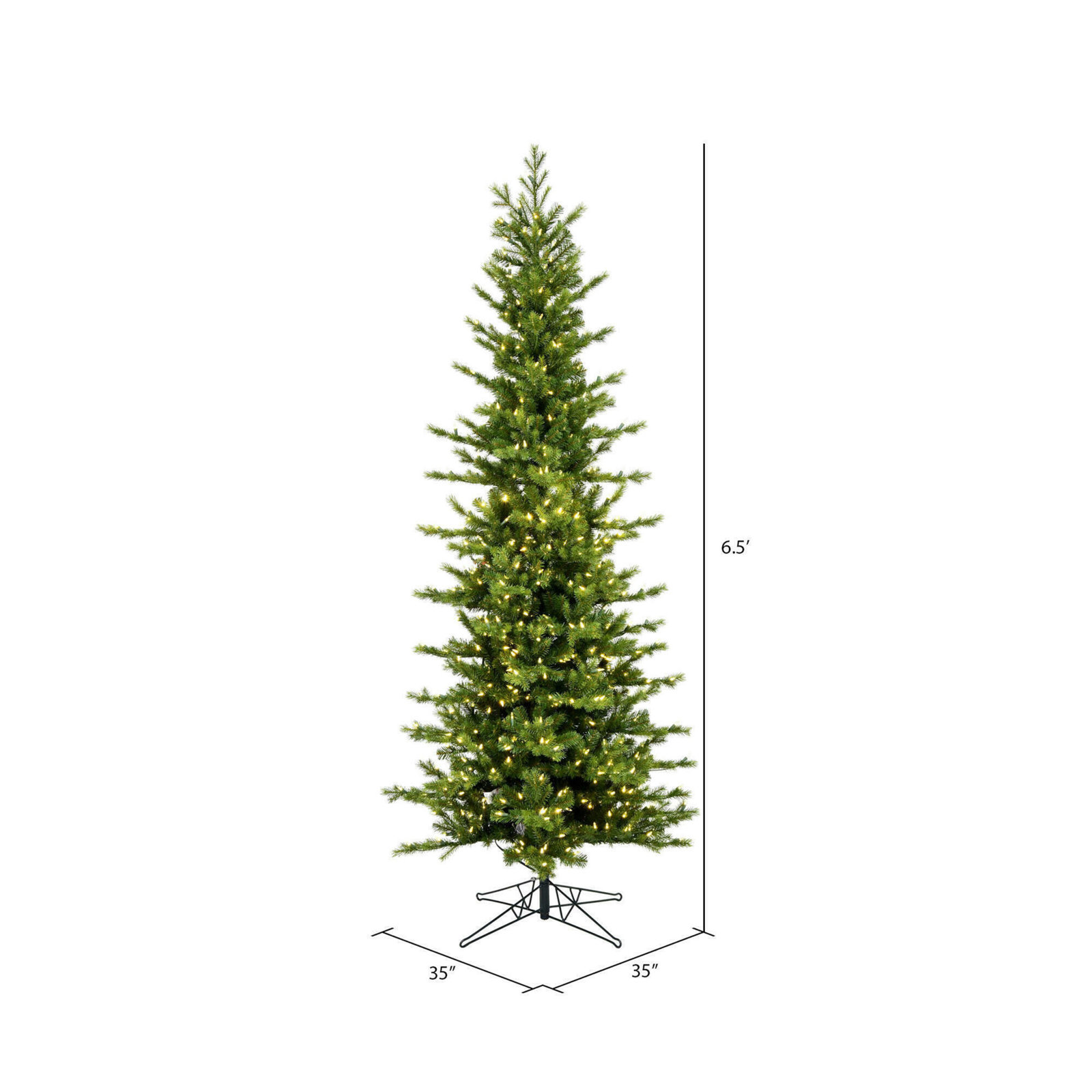 Pencil Flocked 6.5' Pre-Lit Pine Christmas Tree, 6.5'