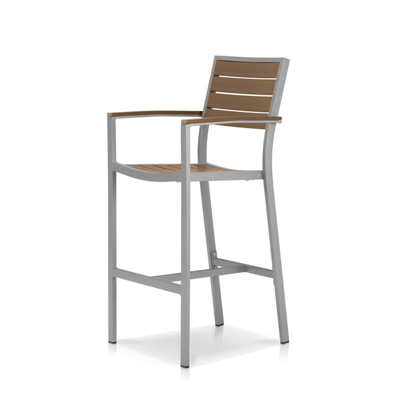 Tabouret de bar 30 po Napa, Argenté / Teck