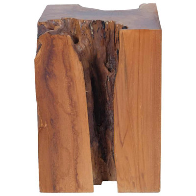 Bogner vidaXL Solid Teak Wood Stool, Versatile Footrest/Side Table, 11.8" x 11.8" x 15.7" Brown