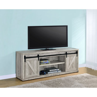 Grey Driftwood 2-Door Engineered Wood Tv Stand, Ideal For Living Areas, With Build And Storage Access In Your Home Space Stand Made From Wood, Featuring Weathered Look, Finish, Capacity Areas