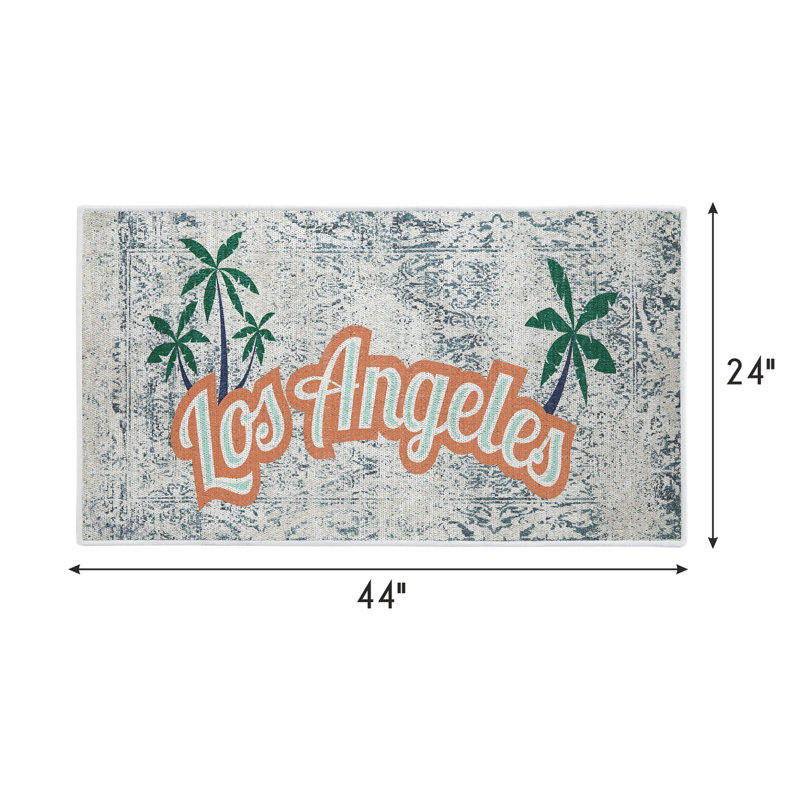 Tapis en coton gris / orange