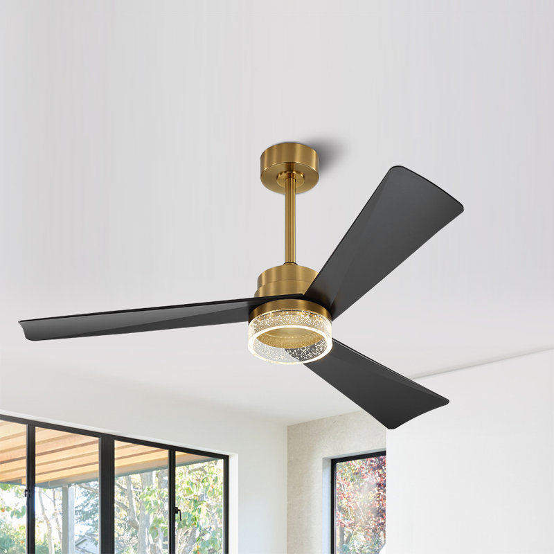 52-inch 3 Abs Blades Indoor Ceiling Fan With Led Light Belt And Remote, Noir / or