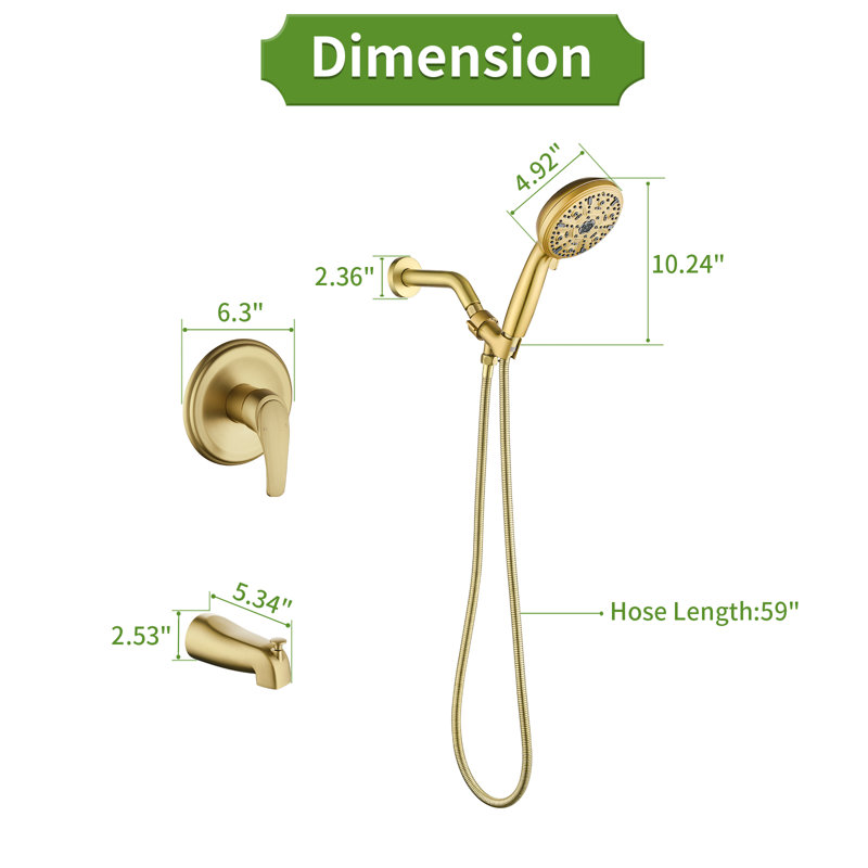 Robinet de baignoire et douche, Or brossé