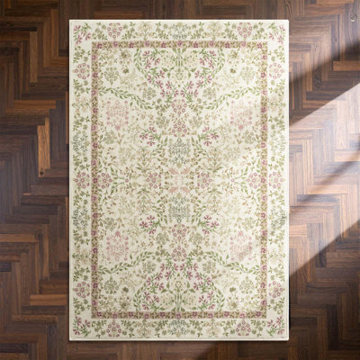 Floral Machine Washable Area Rug