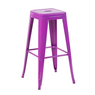 Tabourets de bar en métal de 30 po sans dossier de 4 po de couleur mauve, non empilables, détachables et faciles à assembler, idéaux pour un îlot de cuisine, un bar ou une salle à manger - métal imperméable, structure stable 4, sans effort