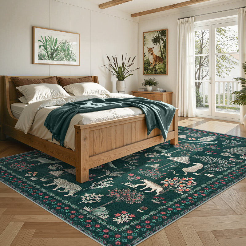 Tapis vert lavable à la machine Garbrand, Rectangulaire 8 pi x 10 pi