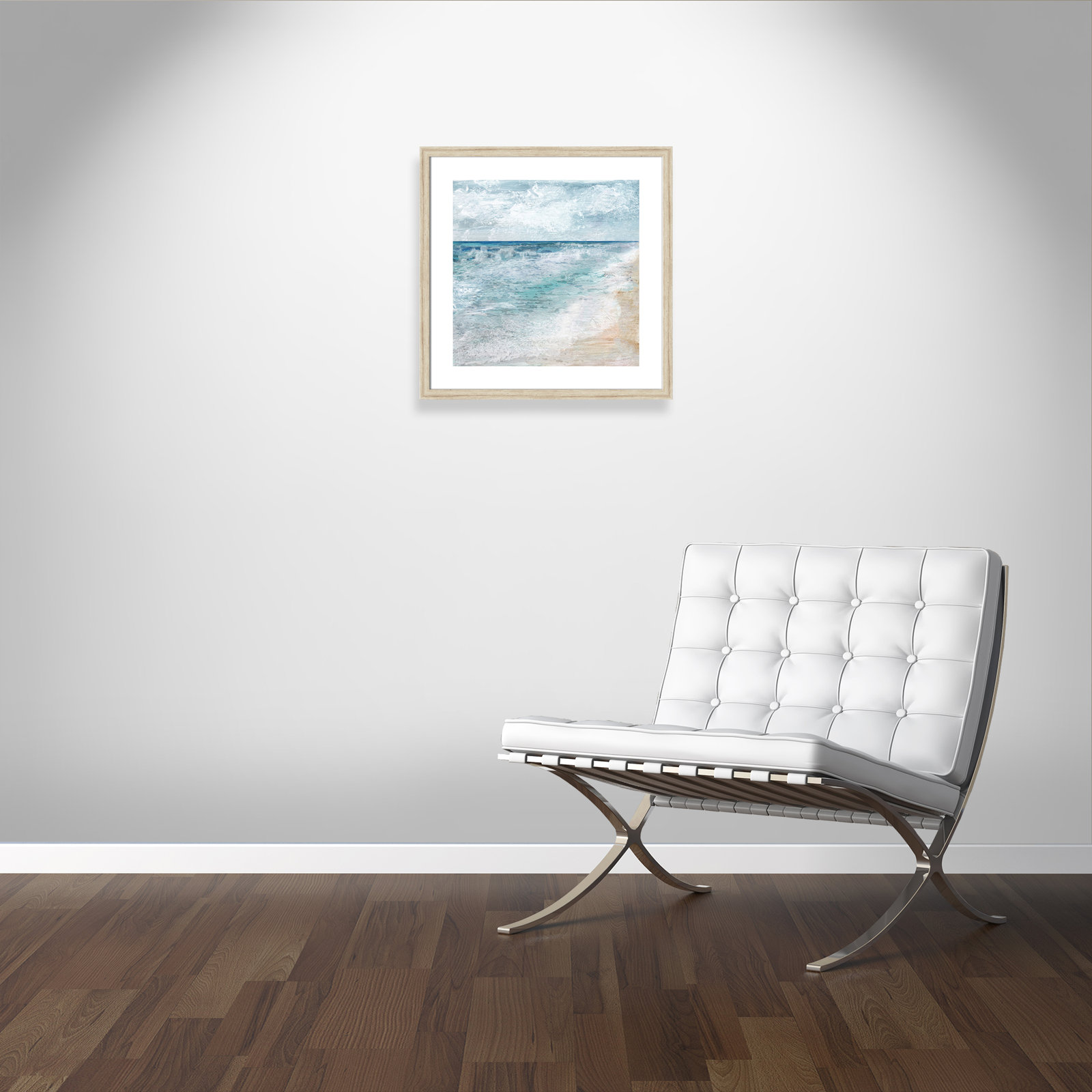 Shore Walk - Picture Frame Painting, Beige, 24" H x 24" W x 1.25" D