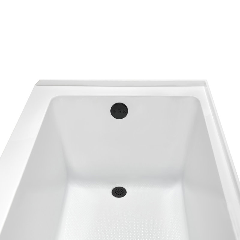 Baignoire en alcôve en acrylique blanc brillant avec drain extérieur 60 po x 32 po Streamline, Noir mat