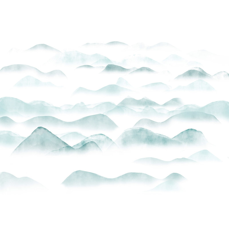 Papier peint abstrait - Montagnes dans le brouillard, L 82 po x l 118 po