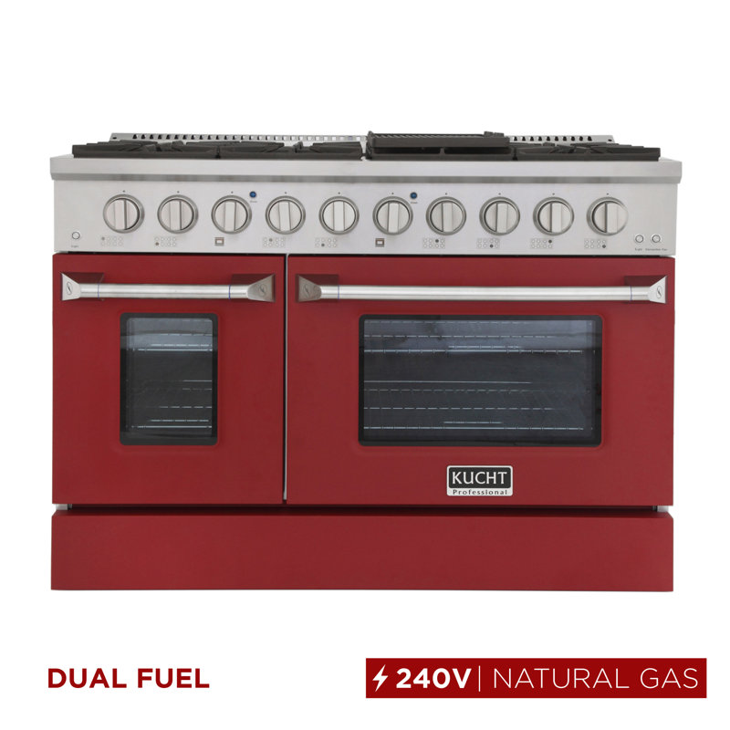 Kucht 48'' W Dual Fuel Range, Red, Natural Gas