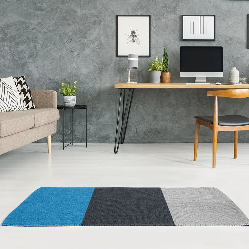Tapis à rayures en poly-noir de caroline de football, Rectangle 2 pi x 3 pi