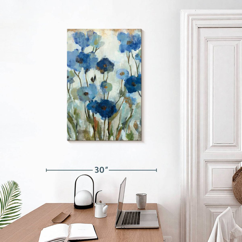 Harnek Abstracted Floral In Blue II, 30" H x 20" W