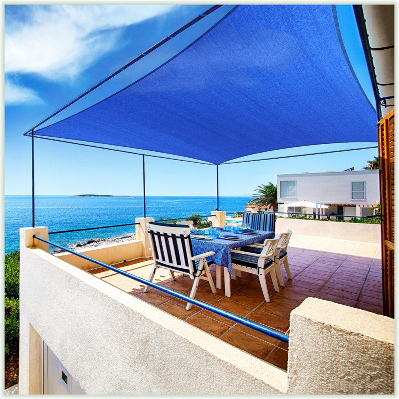 Colourtree Sun Shade Sail Rectangle Canopy Fabric Cloth Screen, Water Permeable & UV Block UPF50, Gray, 8 ft. x 6 ft.