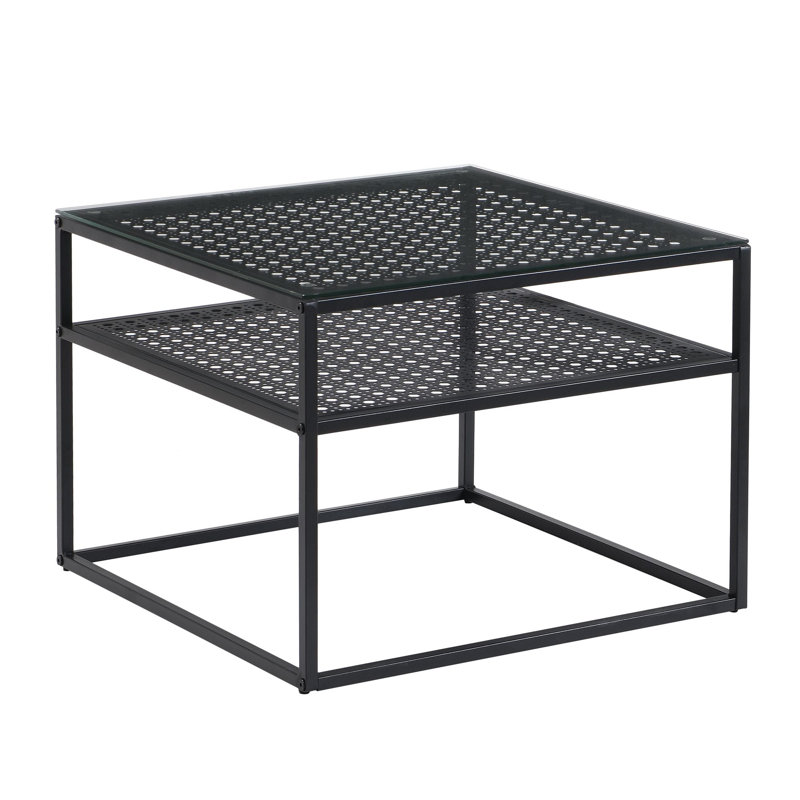 60cm Glass Top Console Table, Black