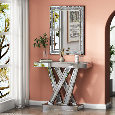 Rillamas 35.4" Console Table and Wall Mirror Set