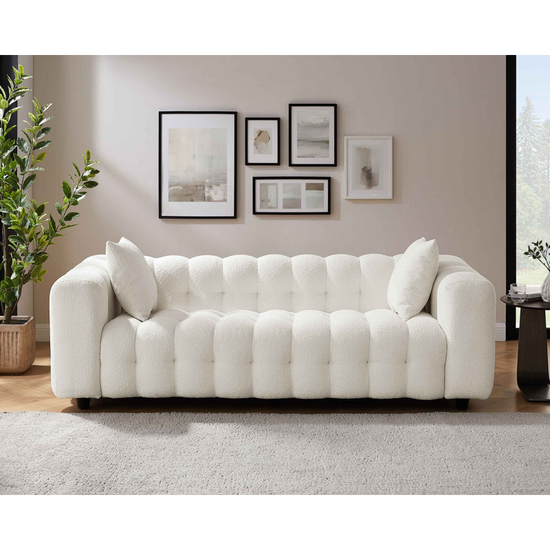 Lavance 89.4" W Tufted Bouclé Sofa , Cream White