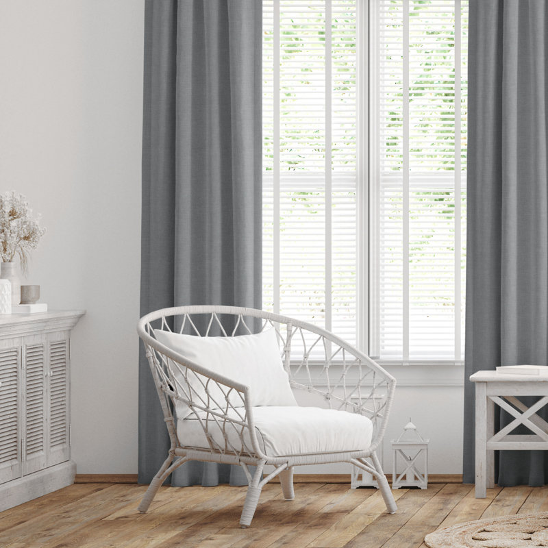 Ensemble de 2 rideaux en coton gris Shay, L 50 po x L 120 po