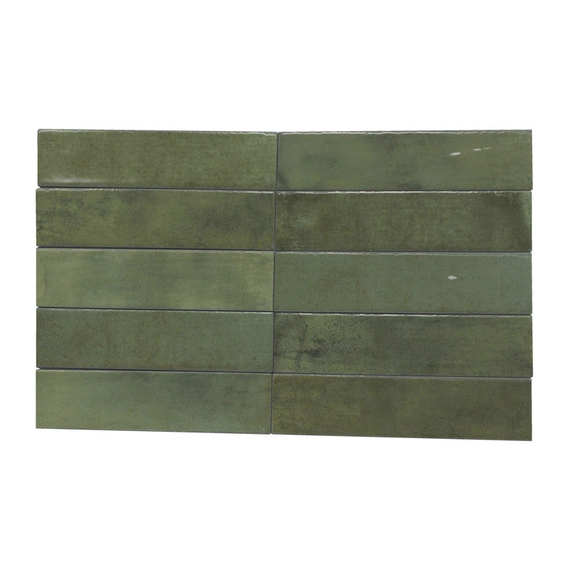 Memory Porcelain 2" x 10" Subway Wall Tile, Green