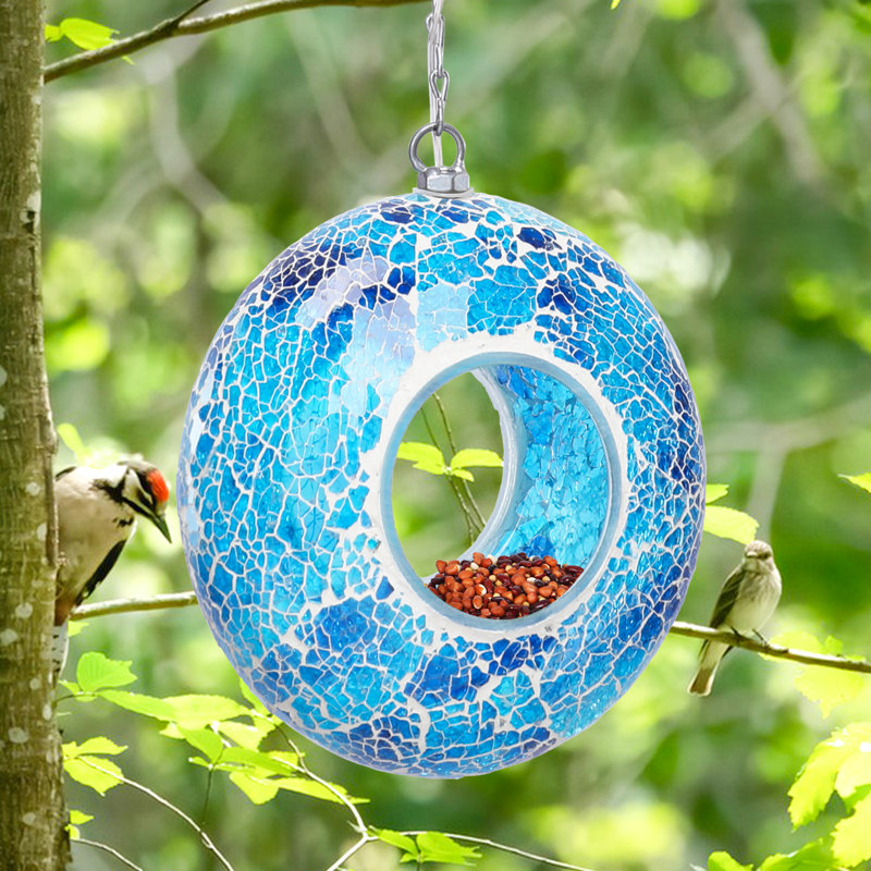 Mangeoire solaire pour jardin à oiseaux, Bleu
