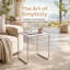 Table de bout moderne, structure en fer chromé, conception peu encombrante
