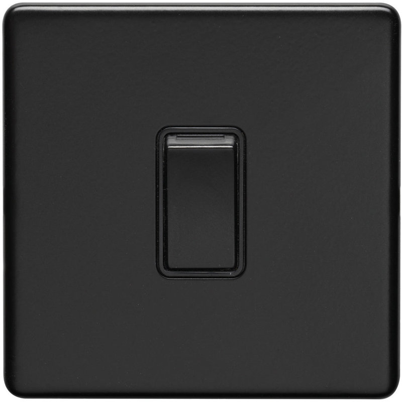 1 Gang Single 10A INTERMEDIATE Light Switch SCREWLESS SATIN BRASS Metal Rocker, Matte Black, Black