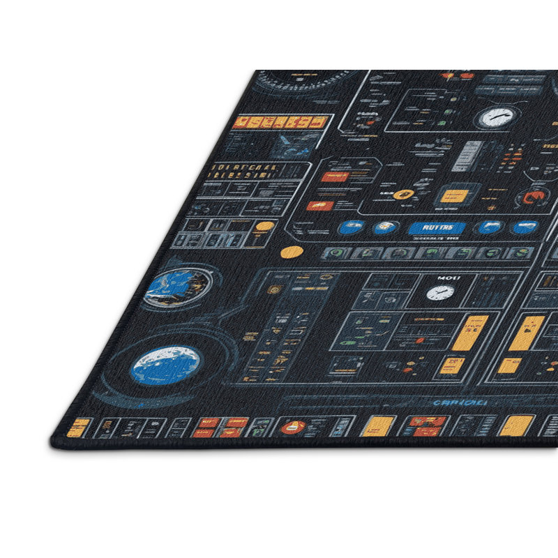 Tapis noir lavable à la machine, Round 7'