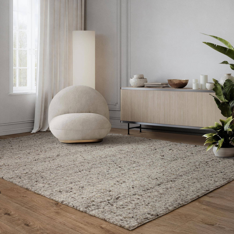 Cera Wool Hand Woven Area Rug, Grey, Rectangle 120 x 170 cm