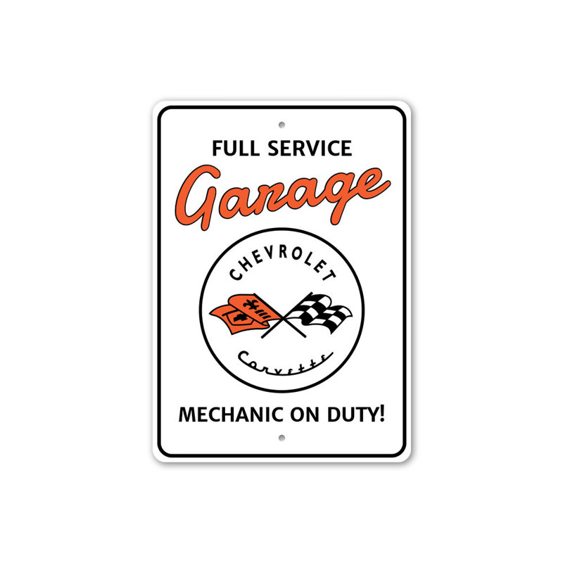 Enseigne de garage Corvette, H 18 po x l 12 po x P 0,06 po