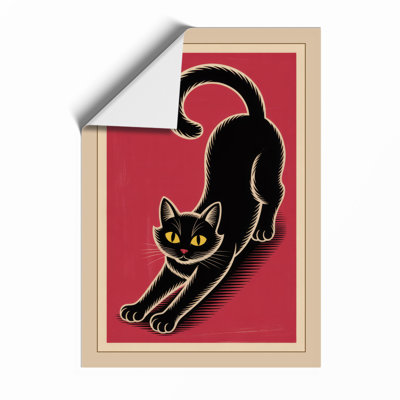 Stretching Cat Art Deco - Print