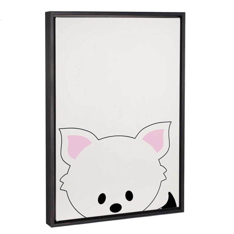Art peekaboo ii, H 26 po x l 18 po x P 1,5 po, Toile avec cadre noir patiné