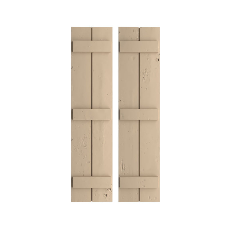 Volets rustiques à deux planches en simili-bois (par paire), Texture de pin noueux / brun clair apprêté, 11"