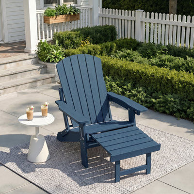  HDPE Outdoor Folding Adirondack Rocking Chair With Retractable Ottoman