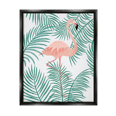 Flamingo Perched Tropical Palm Leaves by JJ Design House LLC - Print