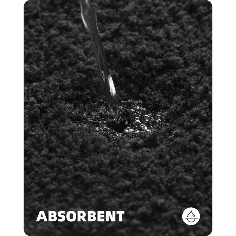 Tapis pour salle de bain Gaenside, L 24 po x l 16 po, Noir, noir, noir, noir