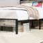 Cadre de lit pour lit simple avec rangement à la tête du lit et point de charge au centre, ton de bois gris, construction, tête de lit simple facile à installer dans la chambre à coucher, place centrale, matelas de soutien en métal-643941297