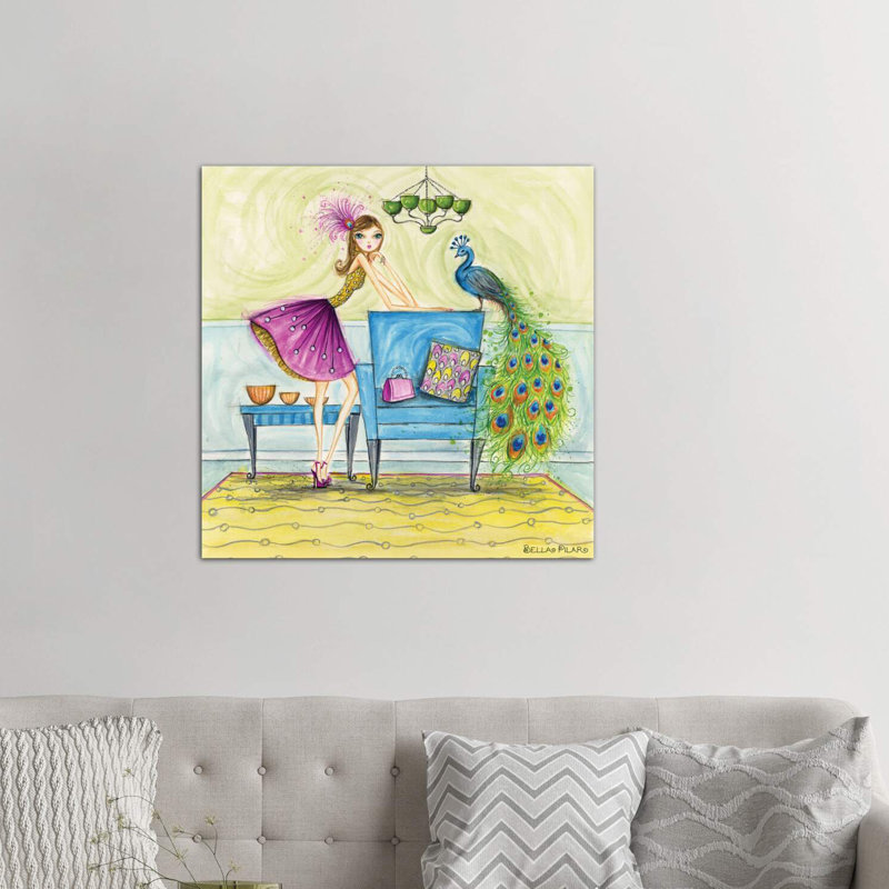 Art minime et peacock, Toile tendue, H 12 po x l 12 po x P 0,75 po