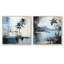 Ensemble de 2 collages de palmiers tropicaux - bleu et gris-204219448-204219449